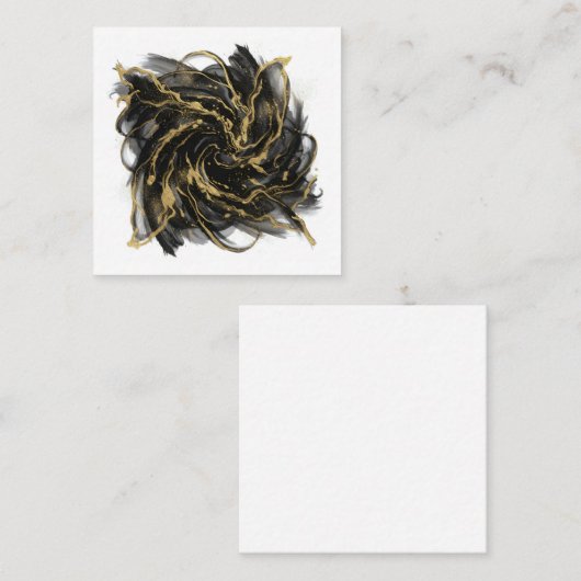 Luxury Gold and Black Abstract Marble Ink Flow スクエア名刺 (正面/裏面)