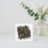 Luxury Gold and Black Abstract Marble Ink Flow スクエア名刺 (スタンド正面)