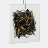 Luxury Gold and Black Abstract Marble Ink Flow セラミックオーナメント (右)