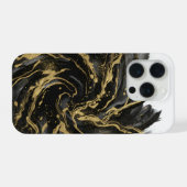 Luxury Gold and Black Abstract Marble Ink Flow iPhoneケース (裏面横)