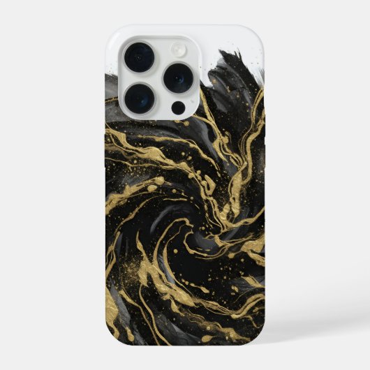Luxury Gold and Black Abstract Marble Ink Flow iPhoneケース (裏面)