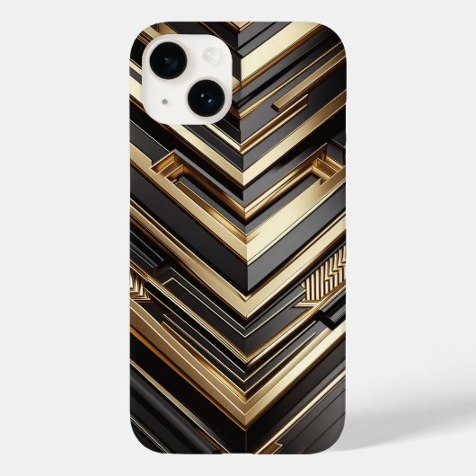 Luxury Gold and Black Geometric Phone Case Modern Case-Mate iPhoneケース (裏面)