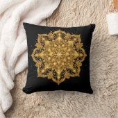 Luxury Gold and Black Mandala Throw Pillow クッション (ブランケット)