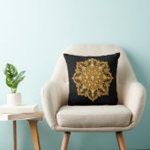 Luxury Gold and Black Mandala Throw Pillow クッション (椅子)