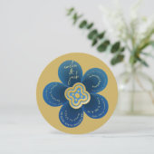 Luxury Gold and Navy Blue Floral Wedding  招待状 (スタンド正面)