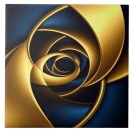 Luxury Gold and Navy Blue Spiral Abstract  Elegant タイル