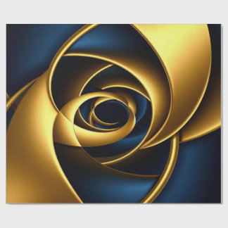 Luxury Gold and Navy Blue Spiral Abstract  Elegant ラッピングペーパー