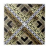 Luxury Gold and Silver Greek Geometric Pattern タイル (正面)