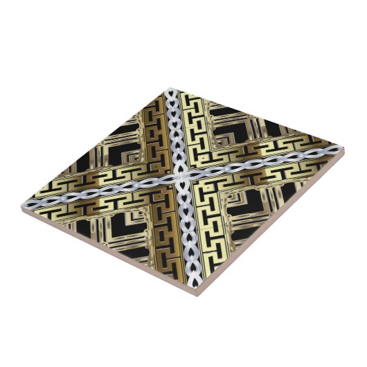 Luxury Gold and Silver Greek Geometric Pattern タイル (側面)