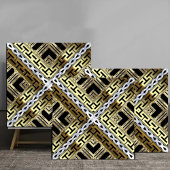 Luxury Gold and Silver Greek Geometric Pattern タイル