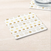Luxury Gold and White Luxury Festive スクエアペーパーコースター (アングル)
