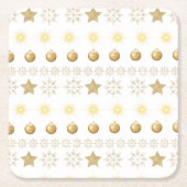 Luxury Gold and White Luxury Festive スクエアペーパーコースター (正面)