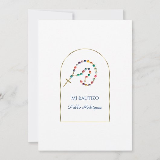 Luxury Gold Arch Rosary Boy Monogram Bautizo 招待状 (裏面)