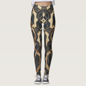 Luxury Gold Art Deco Geometric Pattern レギンス (正面)