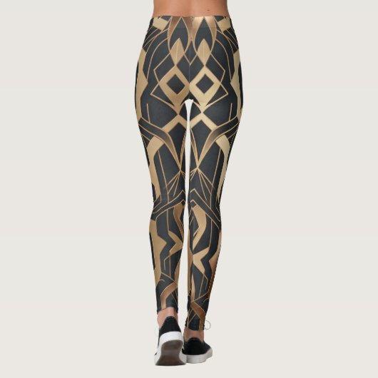 Luxury Gold Art Deco Geometric Pattern レギンス (裏面)