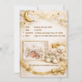 Luxury Gold Baby Shower Invitation with Teddy Bear 招待状 (裏面)