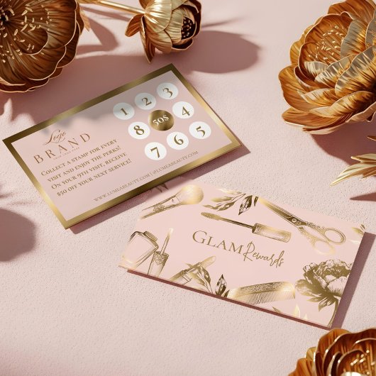 Luxury Gold Beauty Salon Hair Makeup Nail Studio ロイヤリティカード