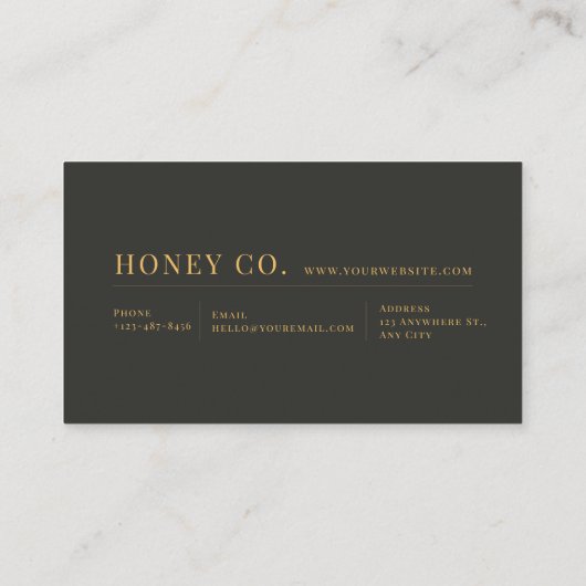 Luxury Gold Bee Hexagon Floral Midnight Black 名刺 (裏面)