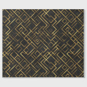 Luxury Gold Black Diamond Geometric pattern ラッピングペーパー (フラット)