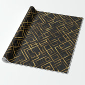Luxury Gold Black Diamond Geometric pattern ラッピングペーパー (アンロールド)