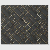 Luxury Gold Black Diamond Geometric pattern ラッピングペーパー (フラット)