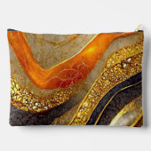 Luxury Gold Black Orange Abstract Metallic Marble アクセサリーポーチ (裏面)