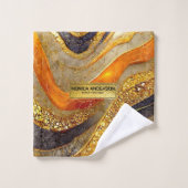Luxury Gold Black Orange Abstract Metallic Marble  ウォッシュタオル (ウォッシュタオル)