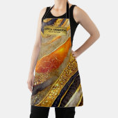 Luxury Gold Black Orange Abstract Metallic Marble エプロン (インサイチュ)