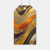 Luxury Gold Black Orange Abstract Metallic Marble ギフトタグ (裏面)