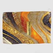 Luxury Gold Black Orange Abstract Metallic Marble ゴルフタオル (横)