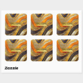 Luxury Gold Black Orange Abstract Metallic Marble スクエアシール (シート)