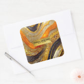 Luxury Gold Black Orange Abstract Metallic Marble スクエアシール (封筒)