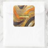 Luxury Gold Black Orange Abstract Metallic Marble スクエアシール (バッグ)