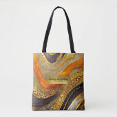 Luxury Gold Black Orange Abstract Metallic Marble トートバッグ (正面)