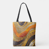 Luxury Gold Black Orange Abstract Metallic Marble トートバッグ (裏面)