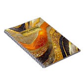 Luxury Gold Black Orange Abstract Metallic Marble ノートブック (右側)