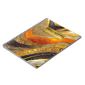 Luxury Gold Black Orange Abstract Metallic Marble ノートブック (左側)