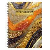 Luxury Gold Black Orange Abstract Metallic Marble ノートブック (正面)