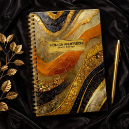 Luxury Gold Black Orange Abstract Metallic Marble ノートブック