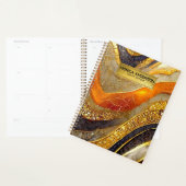 Luxury Gold Black Orange Abstract Metallic Marble プランナー手帳 (ディスプレー)
