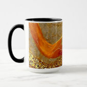 Luxury Gold Black Orange Abstract Metallic Marble マグカップ (左)