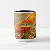 Luxury Gold Black Orange Abstract Metallic Marble マグカップ (中央)