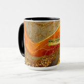 Luxury Gold Black Orange Abstract Metallic Marble マグカップ (正面左)