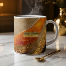 Luxury Gold Black Orange Abstract Metallic Marble 