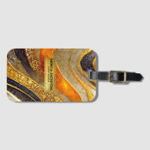 Luxury Gold Black Orange Abstract Metallic Marble  ラゲッジタグ (正面横)