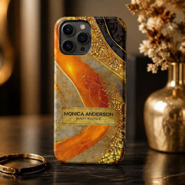 Luxury Gold Black Orange Abstract Metallic Marble iPhone 11 Proケース