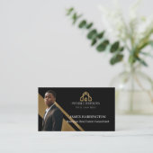 Luxury Gold & Black Real Estate Agent Photo Logo 名刺 (スタンド正面)