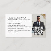 Luxury Gold & Black Real Estate Agent Photo Logo 名刺 (裏面)