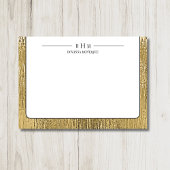 Luxury Gold Black Texture Lined Name Three Initial ノートカード