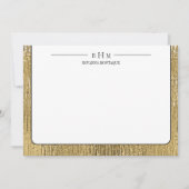 Luxury Gold Black Texture Lined Name Three Initial ノートカード (正面)